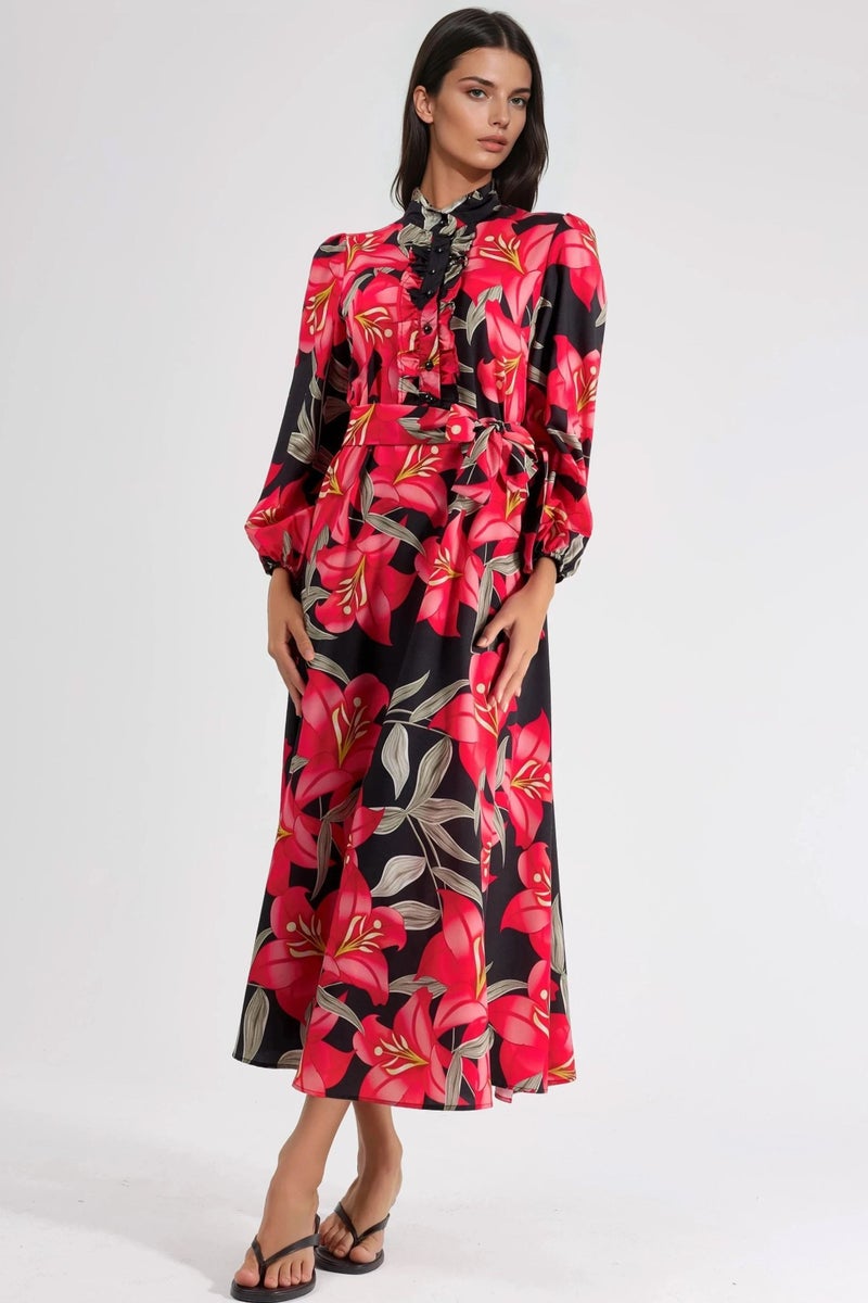 Jennyfer Floral Maxi Dress with Tie Detail - Image 4
