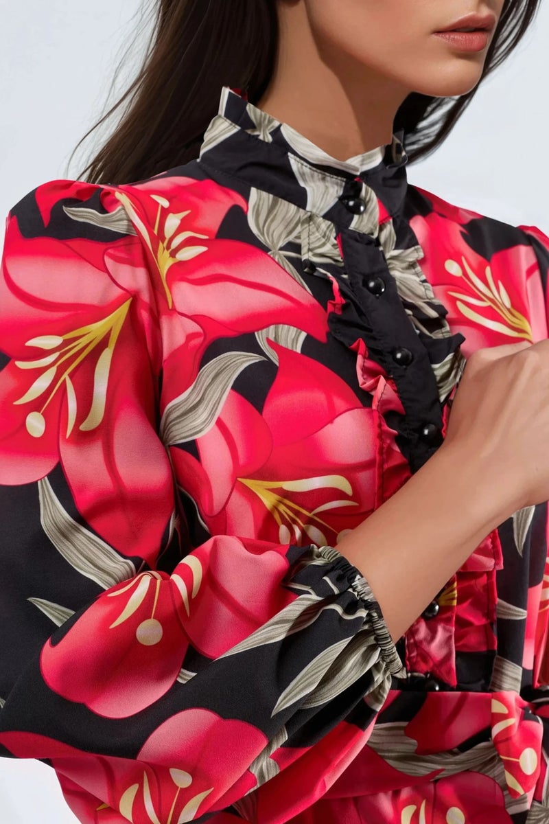 Jennyfer Floral Maxi Dress with Tie Detail - Image 5