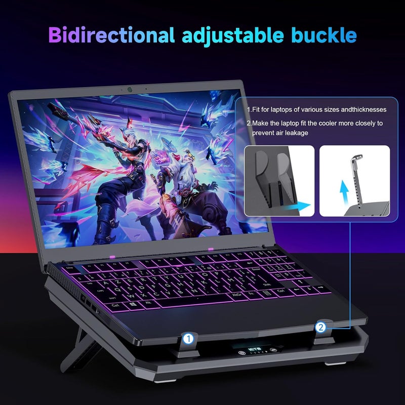 IETS GT300 Upgraded Laptop Cooling Pad with Adjustable Stand, Turbo Boosted Cooler for Rapid Cooling 10-17inch Gaming Laptop, Flexible Sealing Ring，Featuring Air Filtration Adjustable clamp - Image 4