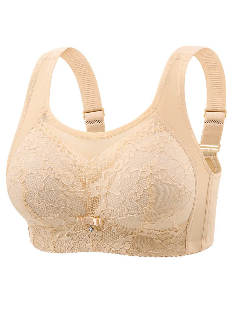 Loquat Womens Lace Soft Seamless Unpadded Wireless Smoothing Bra Skin Color 