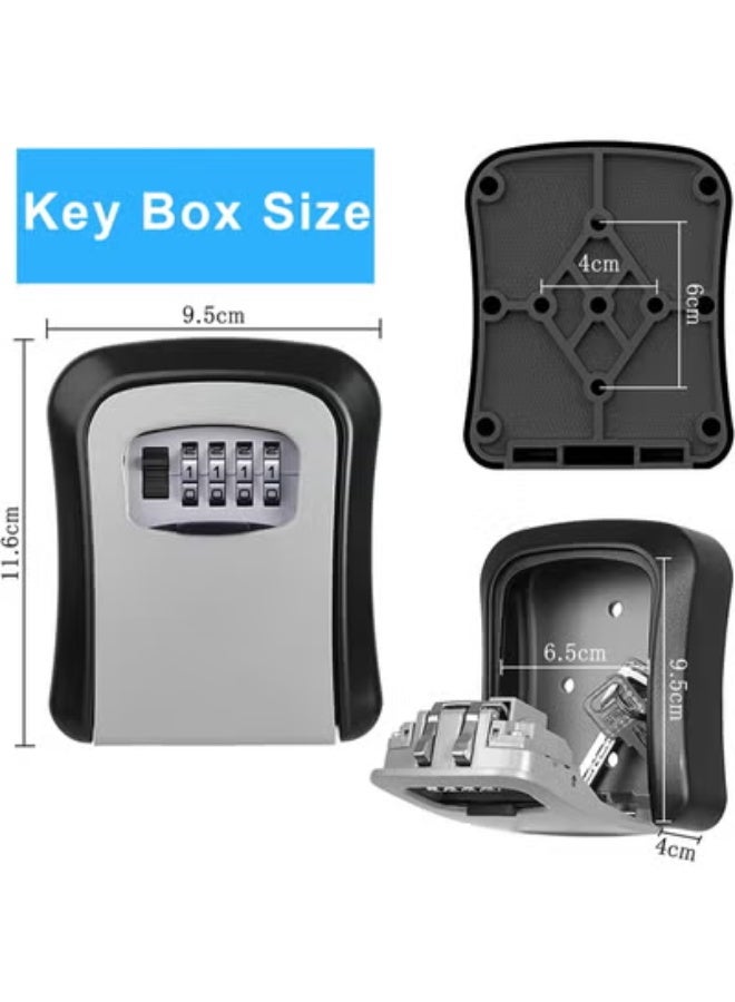 Key Safe Wall Mounted, Lock Box Outdoor, Combination Box, Waterproof and Security Lockbox, Cabinet Outside for Garage School Elderly Parents Spare House Storage, 10 * 7 * 4cm- Grey - Image 2