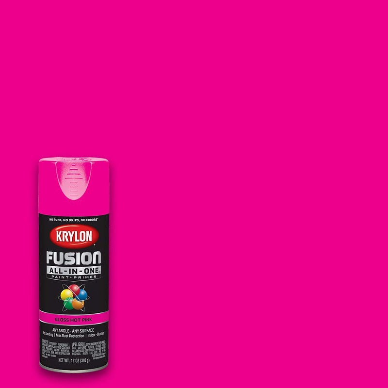 Krylon Fusion All-In-One Adhesive Spray Paint for Indoor/Outdoor Use, 12 oz, Hot Pink - Image 1