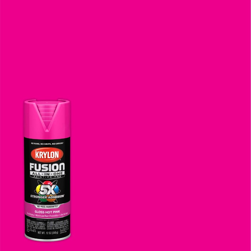 Krylon Fusion All-In-One Adhesive Spray Paint for Indoor/Outdoor Use, 12 oz, Hot Pink - Image 2