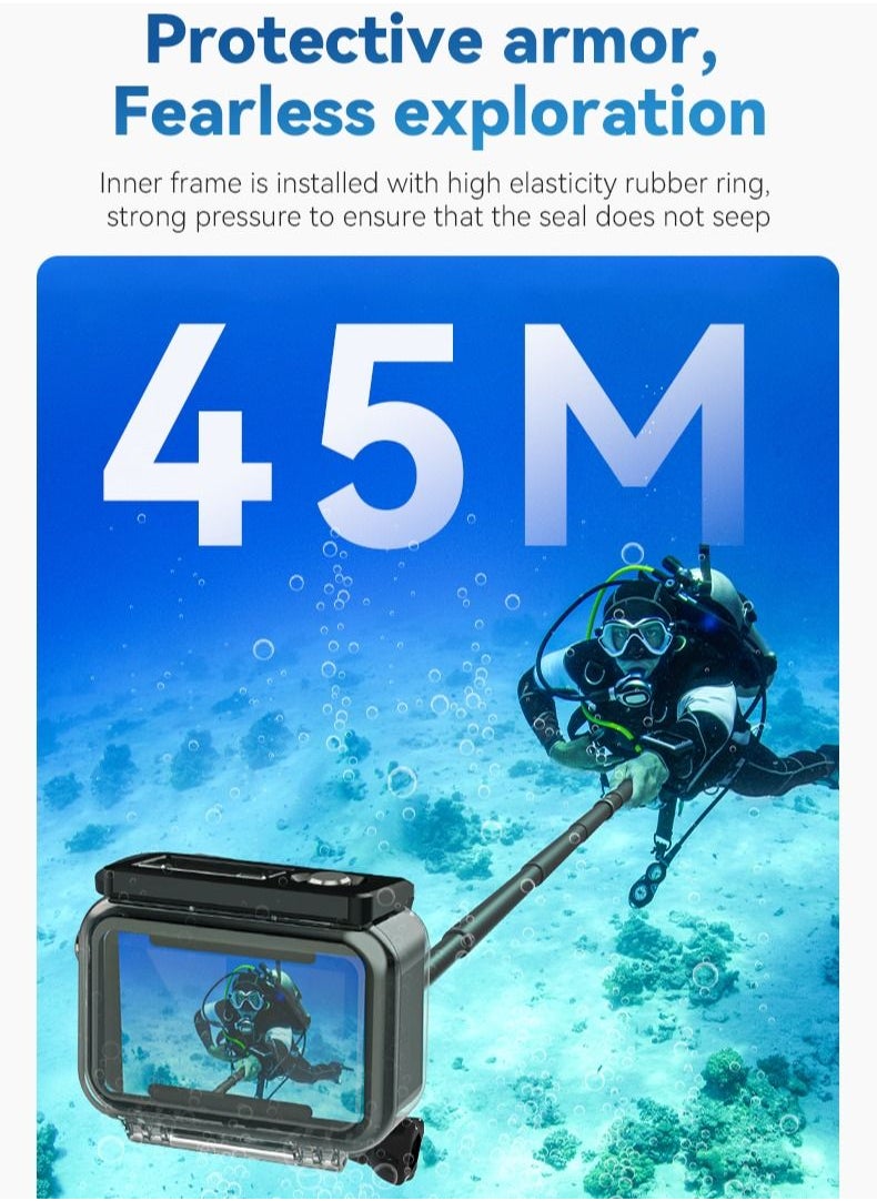 TELESIN - DJI Osmo Action 5 Pro Action 4 Action 3 Waterproof Case for 45 Meter Depth Deep Dive - Image 1
