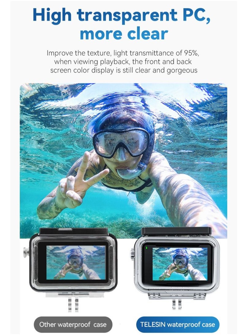 TELESIN - DJI Osmo Action 5 Pro Action 4 Action 3 Waterproof Case for 45 Meter Depth Deep Dive - Image 1