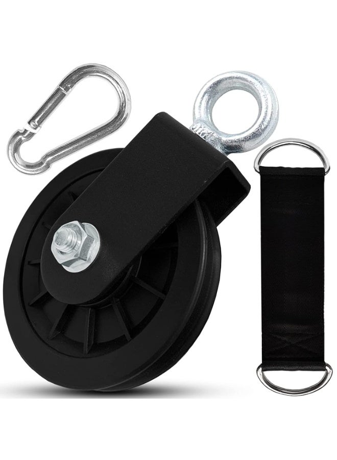 كيلا بكرة كابلات من أرابيست، بكرة رياضية 90 مم مع حزام تعليق وحلقة تثبيت، بكرة صامتة تدور 360 درجة لنظام بكرات LAT، معدات رياضية، مشاريع منزلية اصنعها بنفسك، كتل رفع - Image 1