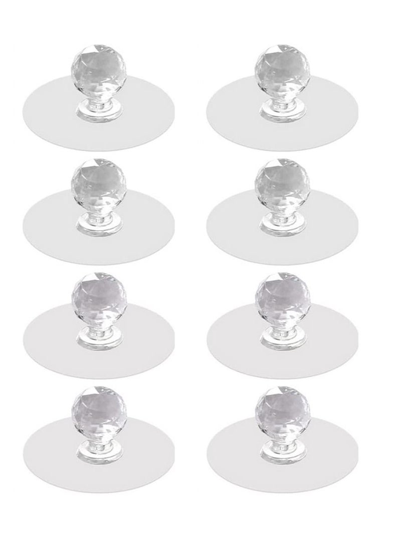 Cabinet Drawer Knobs, Clear Diamond Crystal Shaped Pulls Handles for Wardrobe, Kitchen Cupboard, Bathroom Dresser, Furniture Door Window, Self-Adhesive Drill Free Push Pull Helper 8 pcs  - Image 1