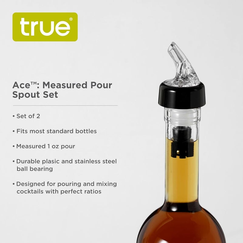 True Ace Measured Liquor Pour Spout - 1oz Pourer - Fits Standard Liquor Bottles - Automatic Measuring Liquor Pourer Bar Accessory - Plastic Set of 2 - Image 2