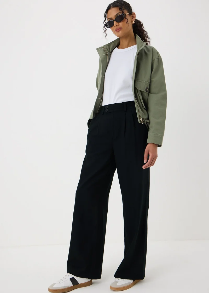 Matalan Black Wide Leg Linen Trousers