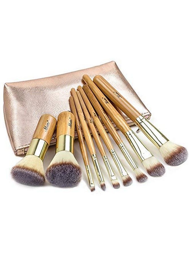 Matto Makeup Brushes 9Piece Makeup Brush Set Foundation Brush With Travel Makeup Bag - Image 1
