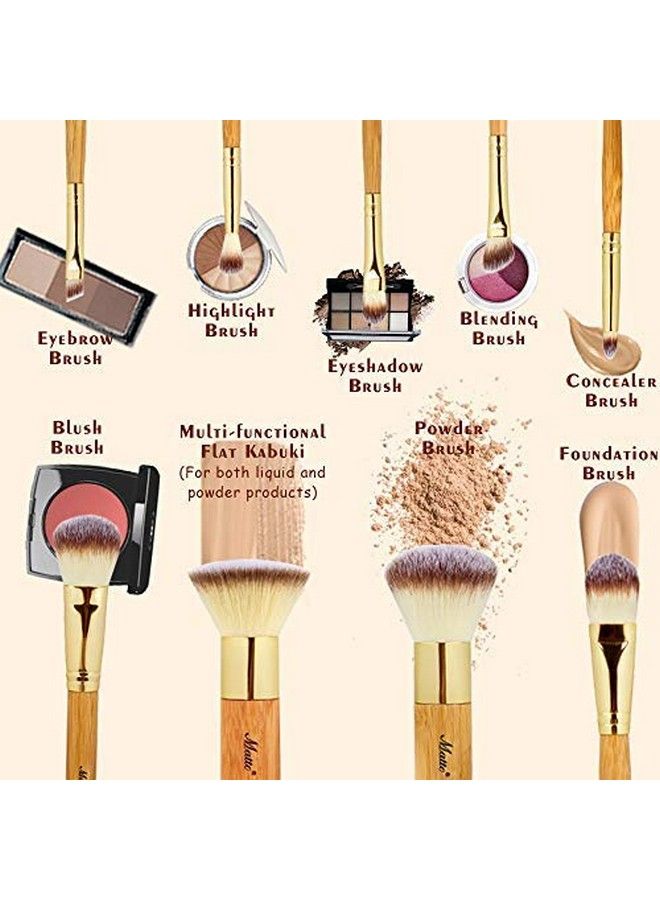 Matto Makeup Brushes 9Piece Makeup Brush Set Foundation Brush With Travel Makeup Bag - Image 3
