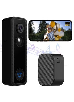Wireless Video Doorbell with Chime, No Subscription Required, Battery-Powered, 2K HD, SD Card & Cloud Storage, 2-Way Audio, Night Vision, Human Detection, Voice Changer, Alexa Compatible.