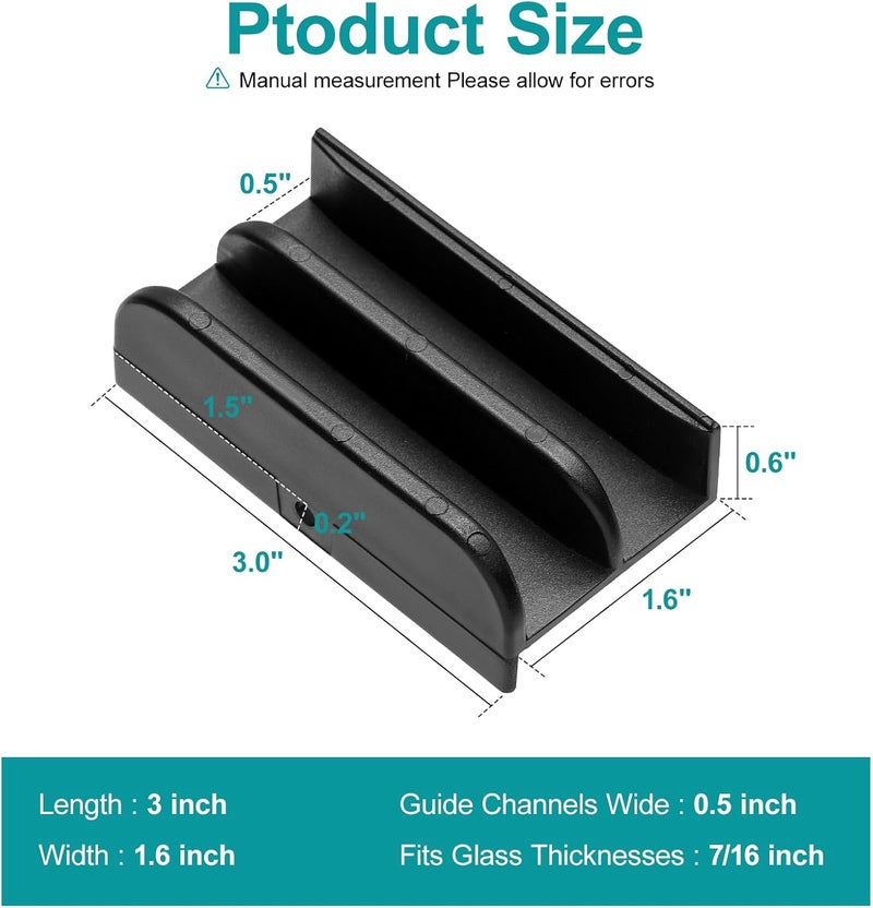 VYH M6219 Sliding Shower Door Bottom Track (Black) Suitable for Top-Hung Sliding Shower Doors Shower Door Track, 1/2-inch Slot, Suitable for 7/16-inch Thick Glass Shower Doors Plastic Track M6219 (1 pack) - Image 3