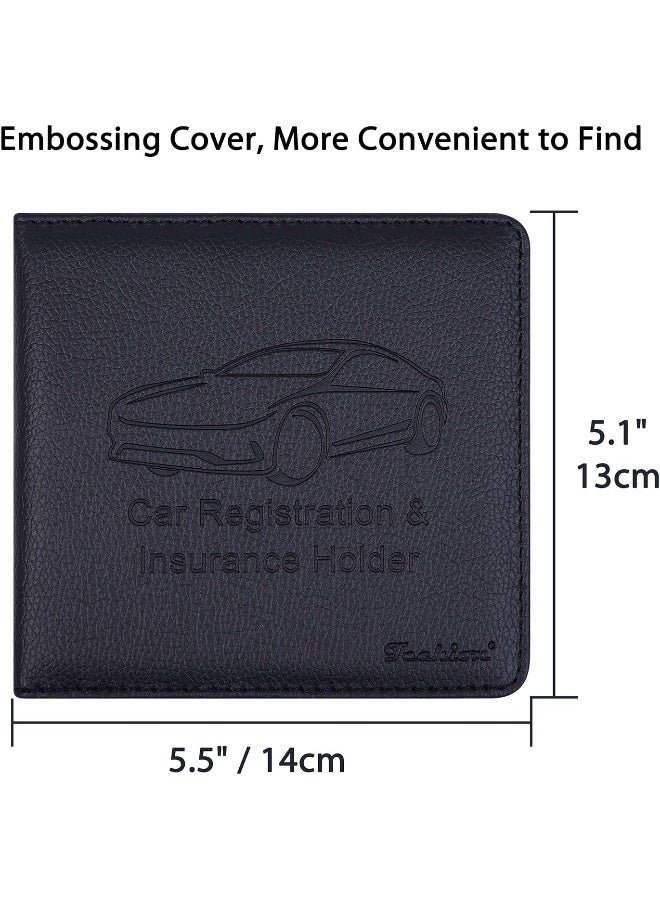 Techion Car Insurance and Registration Holder, 5.5 x 5 Inch PU Leather Vehicle Glove Box Organizer Wallet Case for Insurance Card, Driver License, Paperwork - Black - Image 5