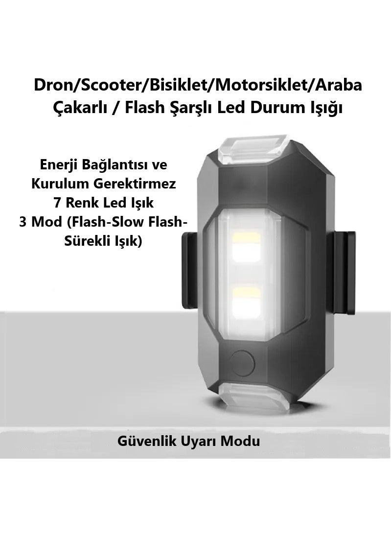 Duhaline - 7 Color Mini LED Rechargeable 45W Dron Scooter Bicycle Motorcycle Car Strobe LED Warning Light - Image 1