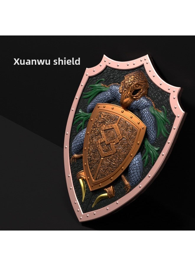 Toy Sword Simulation Vermilion Sword Shield Children's Toy Sword Soft Rubber Material PU Sword Set Sword Toy-Color:Xuanwu Shield  - Image 1