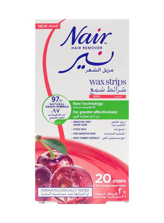 شرائح شمع إزالة الشعر للجسم مع مستخلص الكرز 20 قطعة