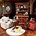 Furjane 112 Scale Miniature House Furniture Set Classic Mini Furniture Sofa Set with Pillows Mini Couch Carpet Wooden Furnitures Bookshelf Desk Chair Living Room Scene Decor - Image 2