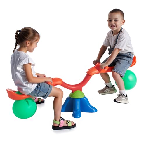 VEVOR Seesaw Teeter Totter for Kids Outdoor 55 lbs Load Capacity per Seat Sit and Spin Teeter Totter with Handles Playground Equipment with Swiveling 360 Degrees Rotating for Aged 3 Multi Colored - Image 1