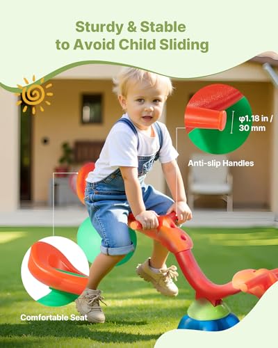 VEVOR Seesaw Teeter Totter for Kids Outdoor 55 lbs Load Capacity per Seat Sit and Spin Teeter Totter with Handles Playground Equipment with Swiveling 360 Degrees Rotating for Aged 3 Multi Colored - Image 5
