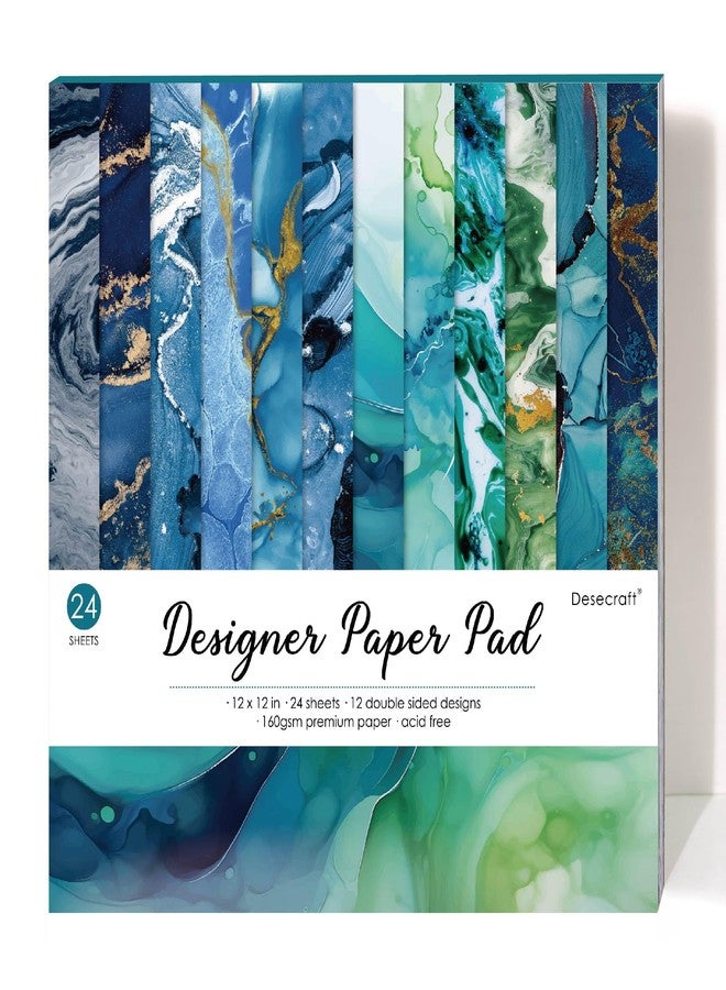 Desecraft 12x12 Ocean Marble Scrapbook Cardstock Decorative Paper for Card Making Journaling Planner Origami Decopage Decorative Spring Scrapbook Paper - Image 1