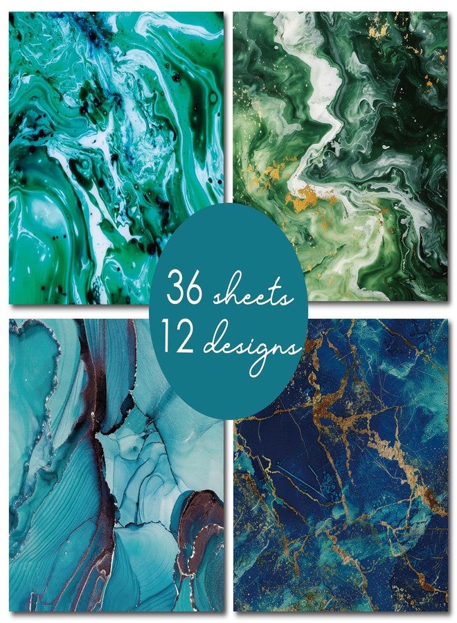 Desecraft 12x12 Ocean Marble Scrapbook Cardstock Decorative Paper for Card Making Journaling Planner Origami Decopage Decorative Spring Scrapbook Paper - Image 4
