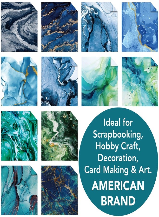 Desecraft 12x12 Ocean Marble Scrapbook Cardstock Decorative Paper for Card Making Journaling Planner Origami Decopage Decorative Spring Scrapbook Paper - Image 5