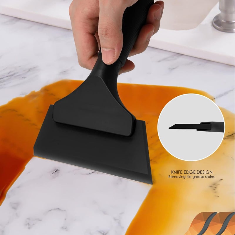 Ehdis Small Squeegee 5 inch Rubber Window Tint Windshield Scraper for Car,Glass, Mirror, Shower, Door,Bathroom Cleaning (Pure Black) - Image 3