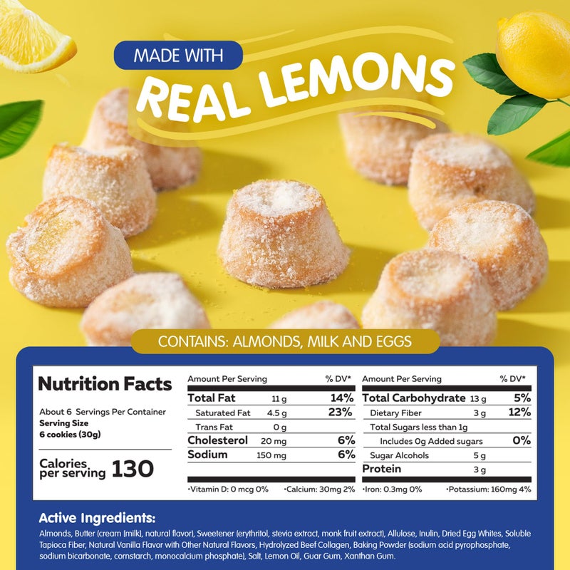SINLESS SNACKS Keto Cookie Snack, Italian Wedding Lemon, Zesty Lemon Shortbread Gluten-Free Italian Cookies, Low Sugar Friendly Snacks - Image 3
