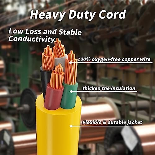 PlugSaf 50FT 30 Amp Generator Extension Cord 4 Prong, NEMA L14-30P/L14-30R 10 Gauge STW 125/250V Twist Lock Generator Cord Heavy Duty, Yellow ETL Listed - Image 2