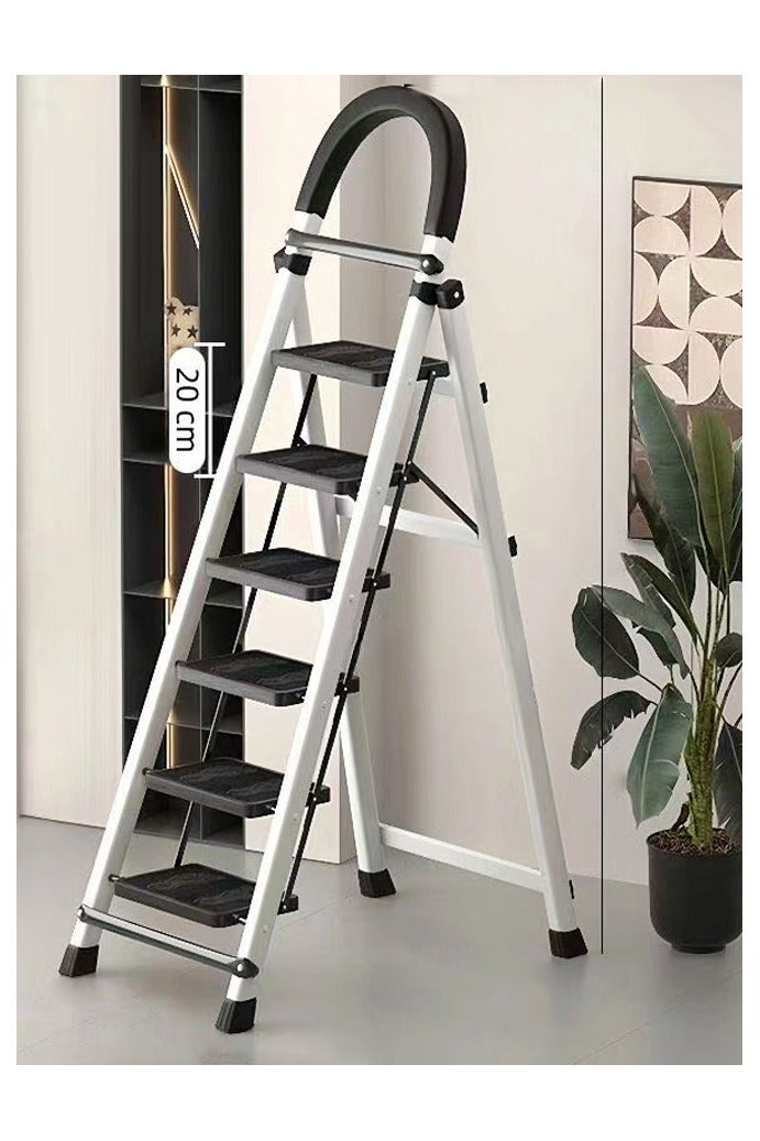 فاشون هوم سلم قابل للطي متعدد الوظائف من 6 خطوات مع مشبك مضاد للترهل للاستخدام الداخلي ورف تخزين مناسب للمطبخ والمنزل وغرفة المعيشة 44 × 105 × 160 سم - Image 2