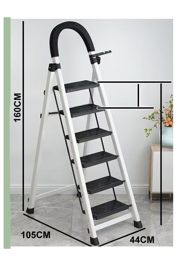 فاشون هوم سلم قابل للطي متعدد الوظائف من 6 خطوات مع مشبك مضاد للترهل للاستخدام الداخلي ورف تخزين مناسب للمطبخ والمنزل وغرفة المعيشة 44 × 105 × 160 سم - Image 5
