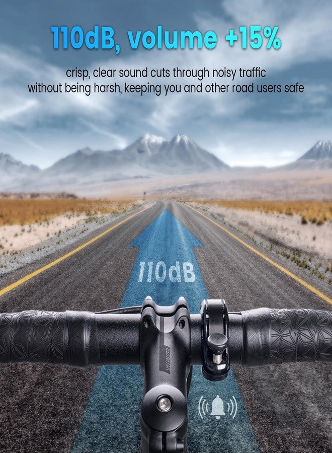 RAVEMEN Bike Bell, Hidden Aluminum Bicycle Bell with Crisp Loud Sound for Adults Kids Mountain Road Bikes, Q1 Bell for Bike with Max 110DB for 22.2/25.4/31.8mm Standard Handlebar - Image 2