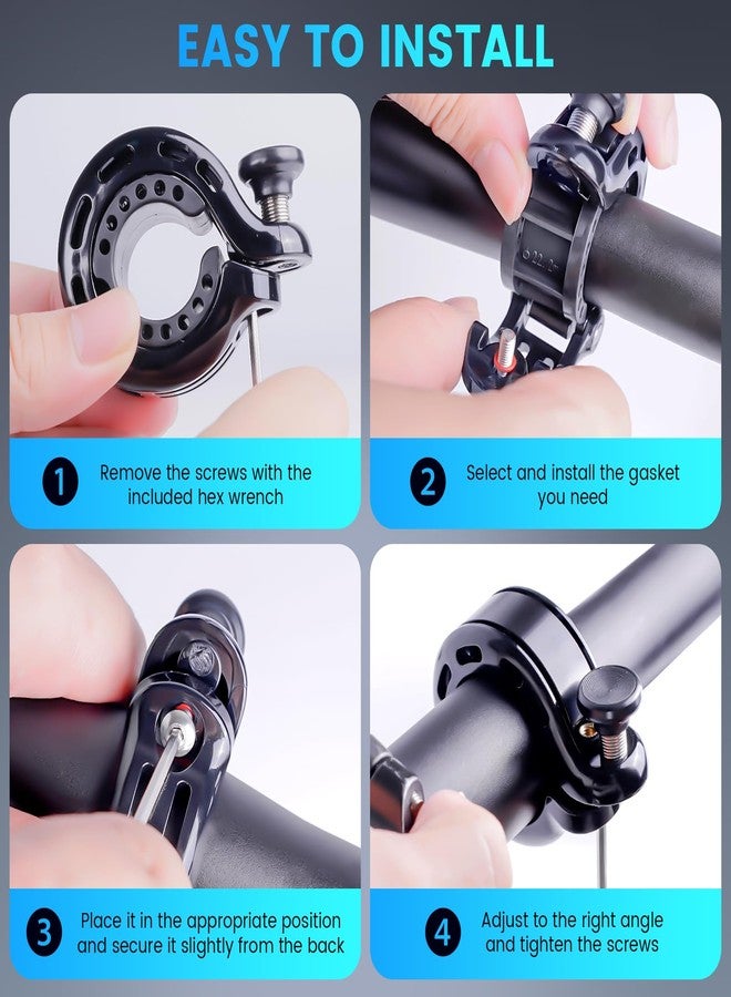 RAVEMEN Bike Bell, Hidden Aluminum Bicycle Bell with Crisp Loud Sound for Adults Kids Mountain Road Bikes, Q1 Bell for Bike with Max 110DB for 22.2/25.4/31.8mm Standard Handlebar - Image 4
