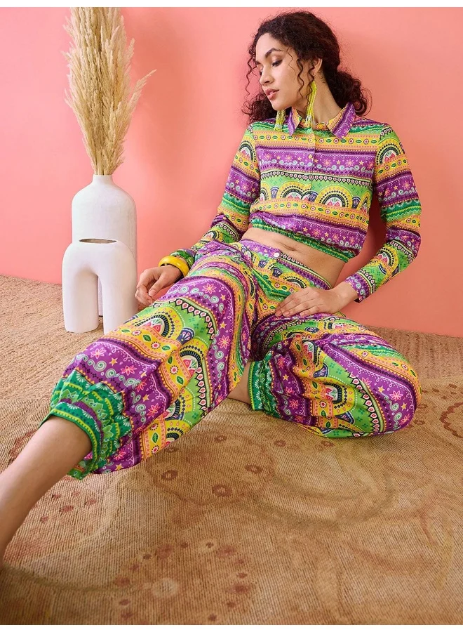 أيه كيه إس Floral Printed Top With Palazzo
