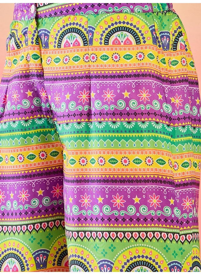 AKS Floral Printed Top With Palazzo - Image 3