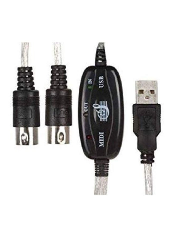 NIBEMINENT USB To MIDI Interface Adapter Cable Black/Silver  - Image 2