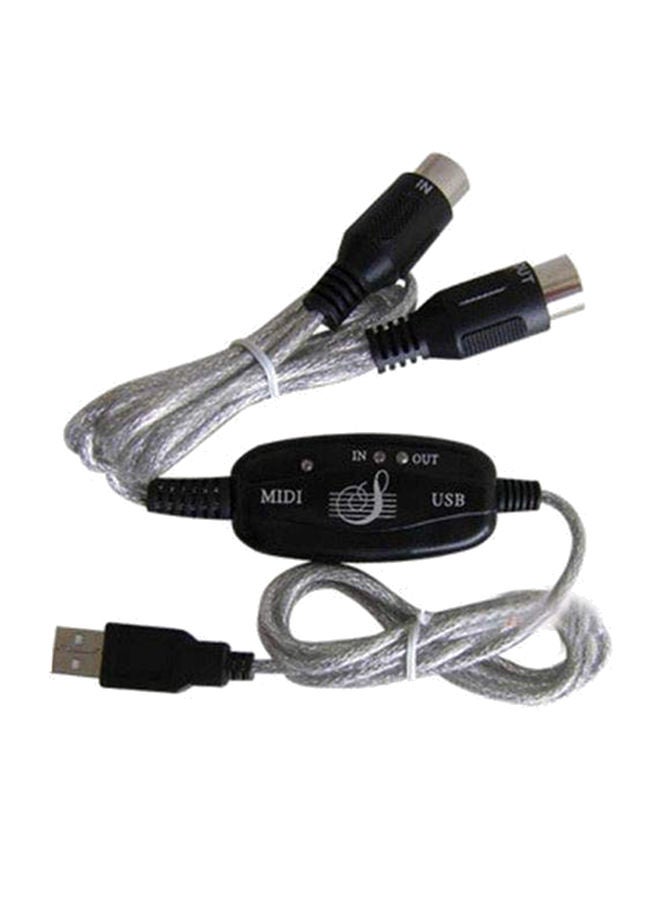 NIBEMINENT USB To MIDI Interface Adapter Cable Black/Silver  - Image 1