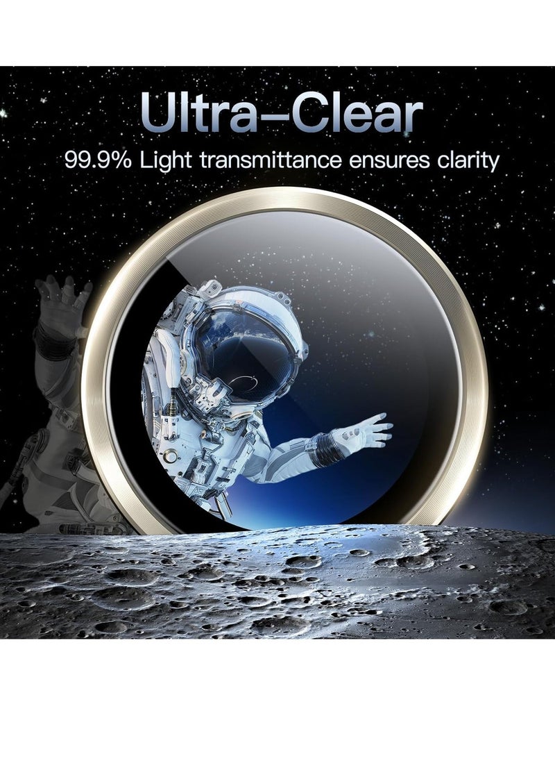 Raxoom Camera Lens Protector for iPhone 15 Pro 6.1-Inch and iPhone 15 Pro Max 6.7-Inch, 9H Tempered Glass Metal Individual Ring Cover, HD Clear, 3-Pack (Natural Titanium) - Image 5