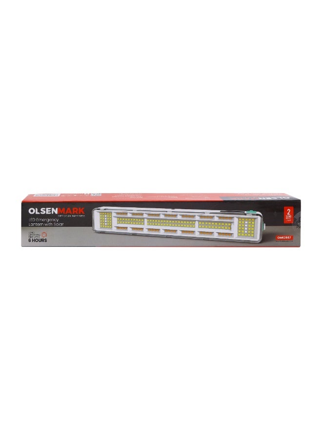 Olsenmark فانوس طوارئ LED من أولسنمارك مع الطاقة الشمسية OME2857 | بطارية 4000mAh، 136+56+8 LED SMD | مخرج USB وشحن Type-C | 6 ساعات عمل | مدمج وقابل للحمل | أبيض - Image 1