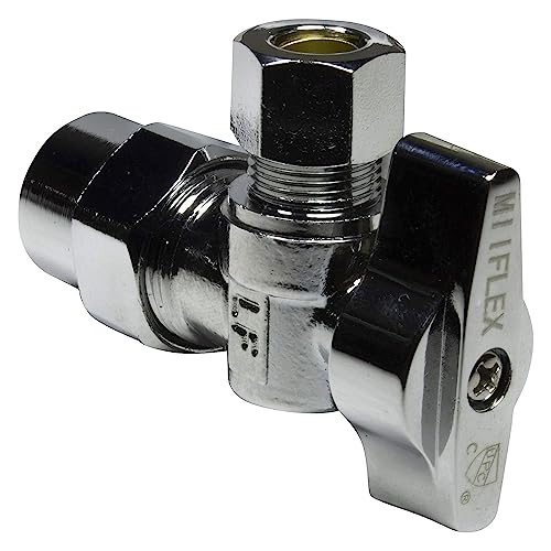 Miiflex Heavy Duty 1/2 in. CPVC SLIP Inlet x 3/8 in. OD Compression Outlet Chrome Plated Brass 1/4 Turn Single Piece Body Angle Valve (Pack of 5) - Image 4