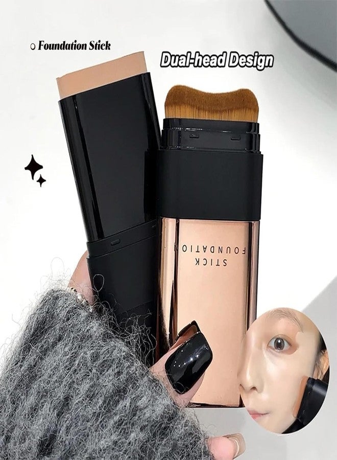 SHOPYSTAR 2-in-1 Korean Anti-Wrinkle Foundation Stick with Brush, Waterproof, Long-Lasting Double Head Makeup Stick for Flawless Coverage, Wrinkle Repair & Traceless Finish, Cover Blemishes, Natural Color (BASE, 20) - Image 4