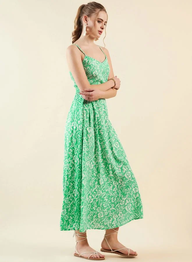 Freehand Women Flared Casual Floral Print Maxi Dress