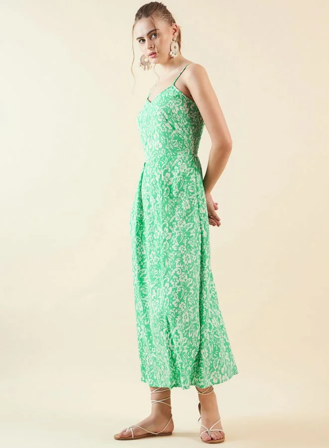 Freehand Women Flared Casual Floral Print Maxi Dress