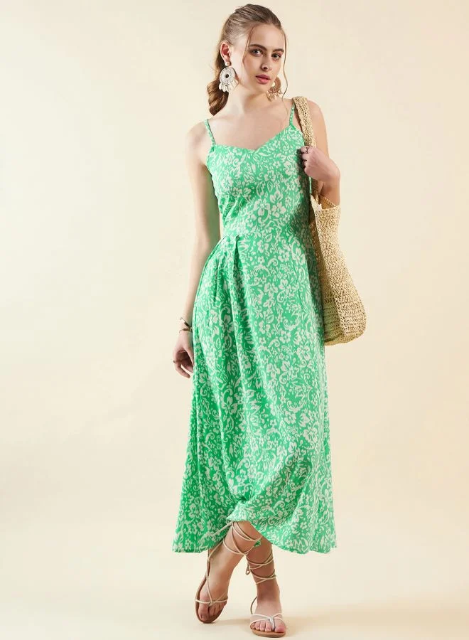 Freehand Women Flared Casual Floral Print Maxi Dress