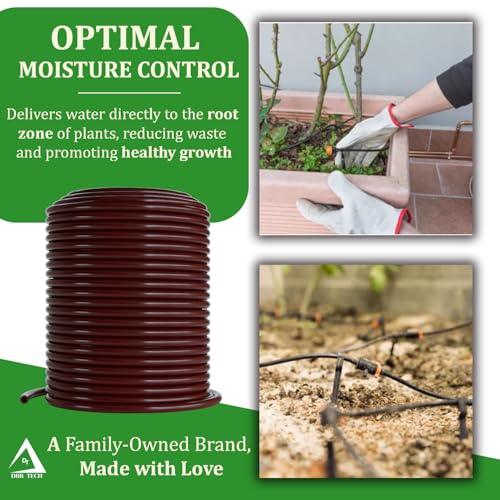 DBR Tech 1/4 Drip Irrigation Tubing, 200 Feet, Flexible PVC Plastic Drip Irrigation Hose for Gardening, Misting, Hydroponics and DIY Landscape Garden Projects, Blank Distribution Tubing (200ft, Brown) - Image 3