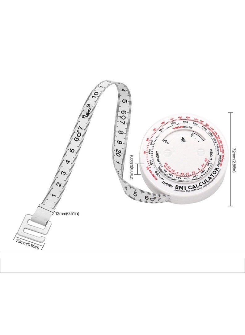 Bmi Measuring Tape, Bmi Wheel Calculator Body Mass Index Calculator, Body Tape Measure for Body Waist Weight Health Accurate Measurement (White) - Image 5