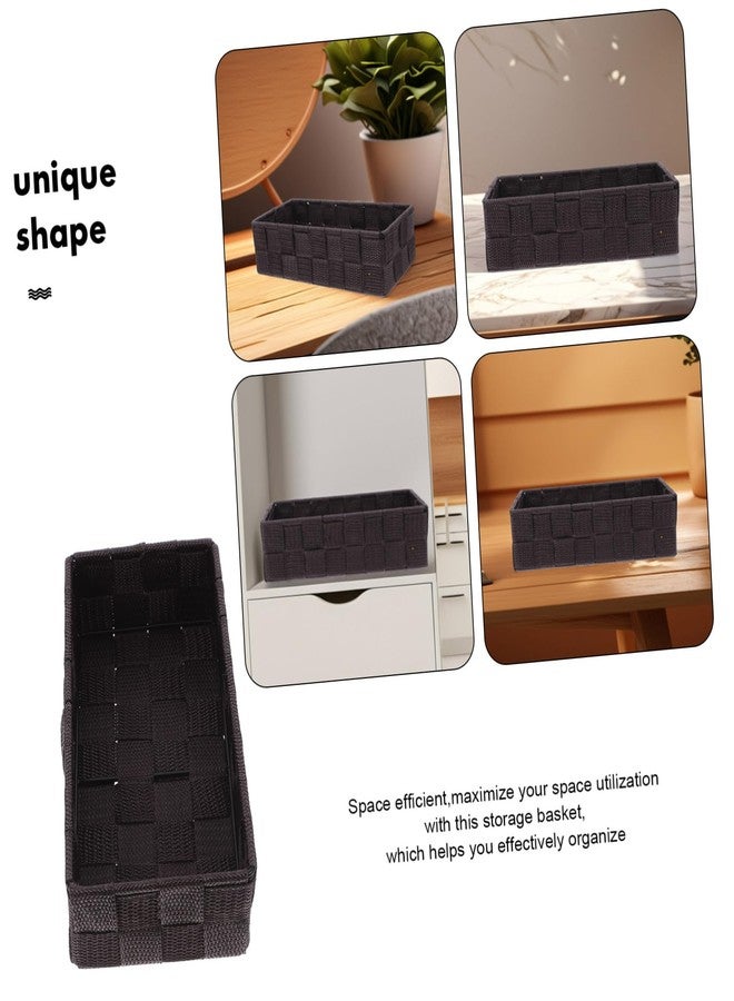 HEALLILY Woven Storage Basket Stackable Cube Organizer Bin for Bathroom Nursery Kitchen Countertop Nylon Fabric Storage Basket 8.85X4.33X2.55In - Image 3