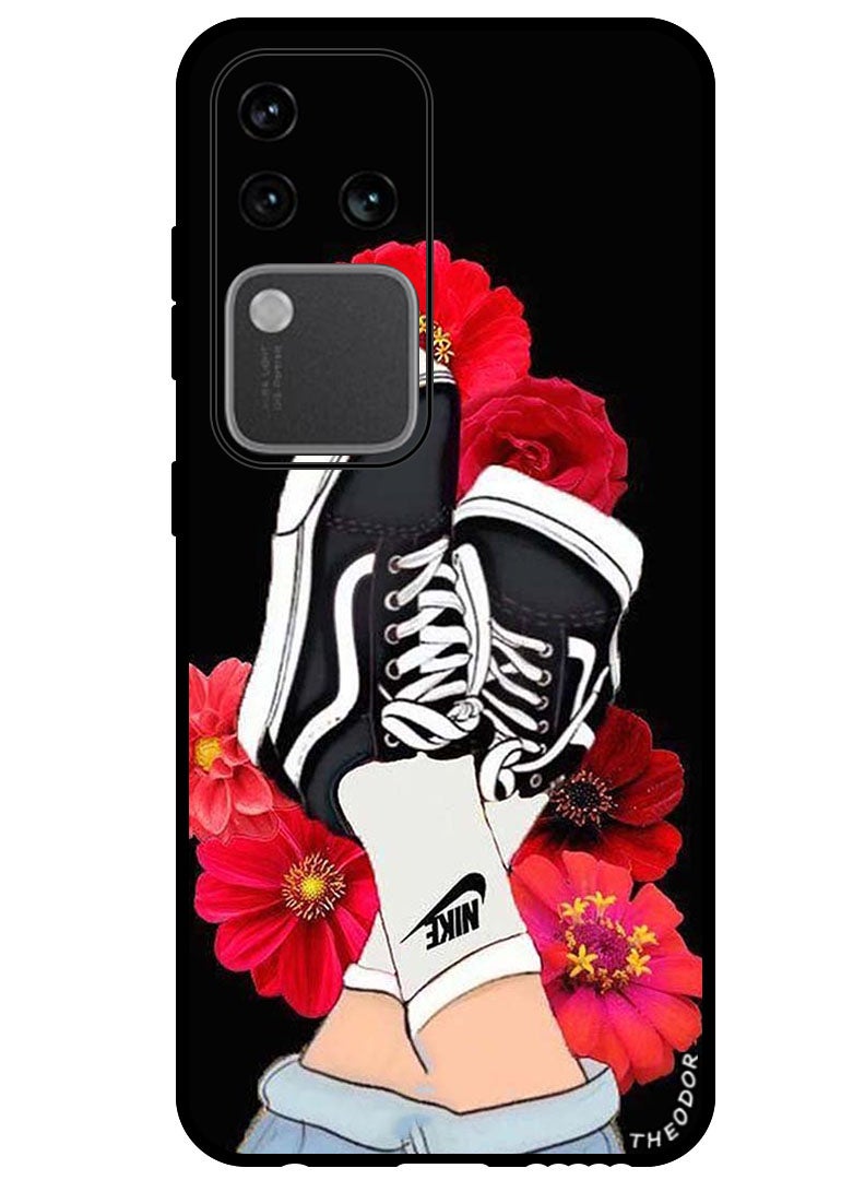 Theodor Protective Case Anti Scratch Shock Proof Bumper Cover For Vivo S18 Pro Feet & Red Flower - Image 1