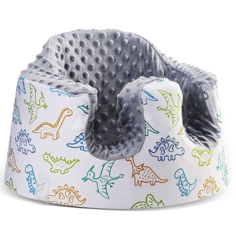 BOMOLOUR Seat Cover Compatible with Bumbo and Nuby Seat, Removable Breathable Baby Floor Seat Cover for Boys and Girls, Seat Not Included (Gray Dinosaur) - Image 1